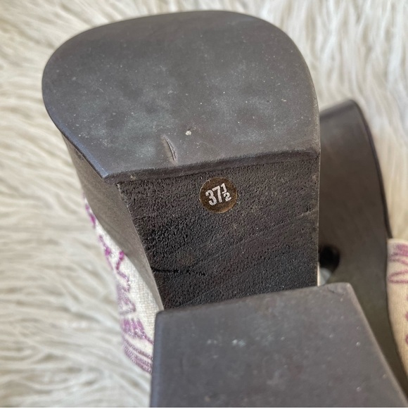 Giuseppe Zanotti Beige Canvas Embroidered Chunky Platform Sandal Slides Sz 37.5 - Picture 12 of 12